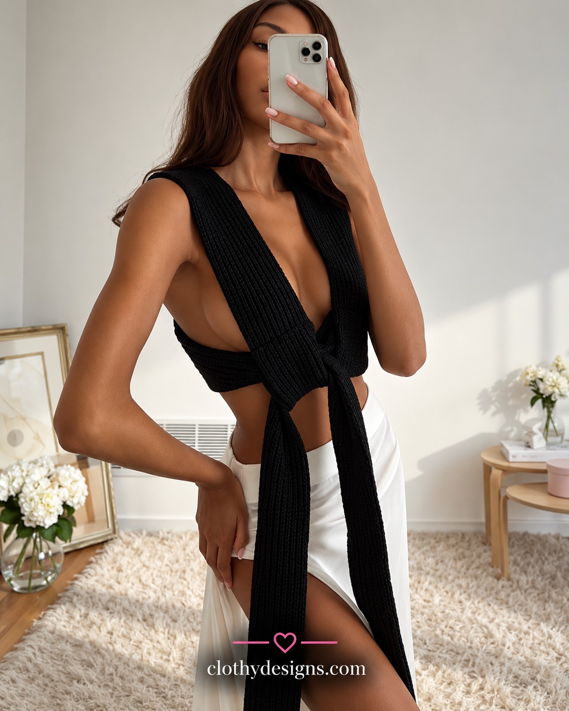 title                Women’s Fall Winter Knitted Crop Top – Sleeveless Slim Fit Bandage Pullover Sweater